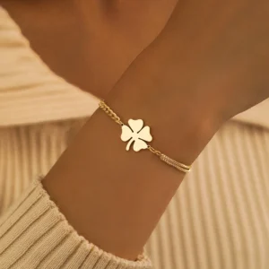 Bracelet trèfle quatre feuilles mailles asymétriques ANA