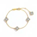 Bracelet trefle 4 feuilles moissanite 1.6 carat or TIA - argent 925